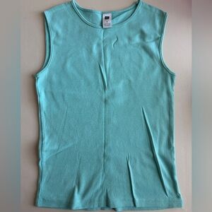 🩵GAP Turquoise Blue Cotton Knit Sleeveless Tee Top